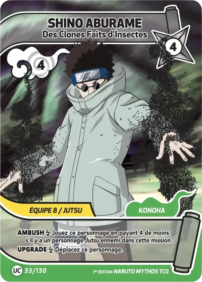 Shino Aburame - Des Clones Faits d'Insectes — Konoha Shidō (2nd Edition) — Naruto Mythos TCG