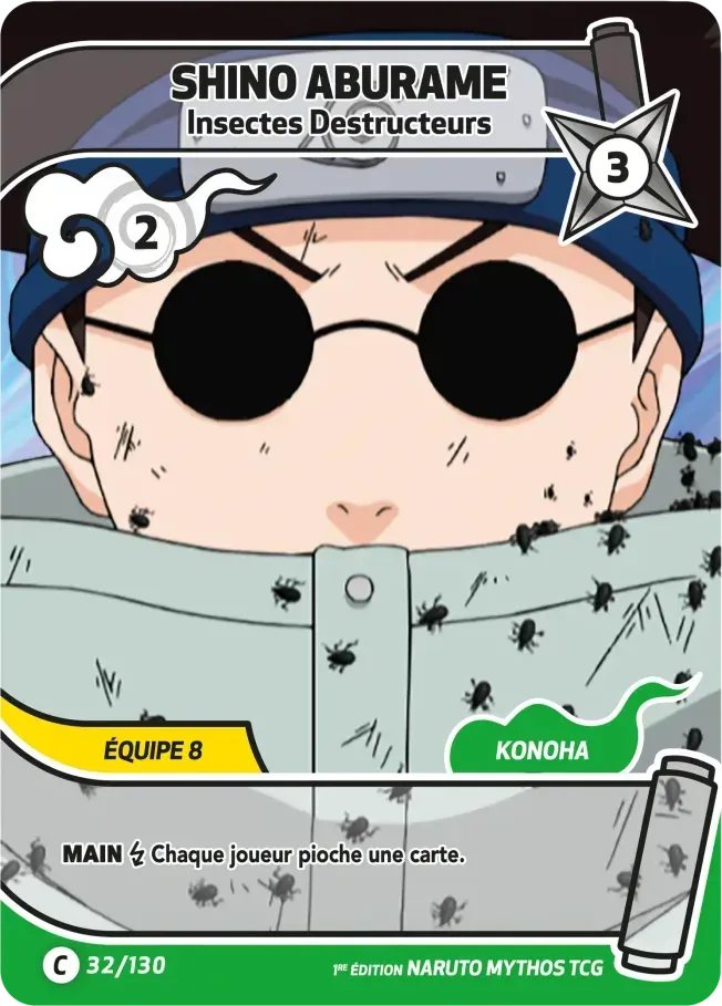 Shino Aburame - Insectes Destructeurs — Konoha Shidō (2nd Edition) — Naruto Mythos TCG