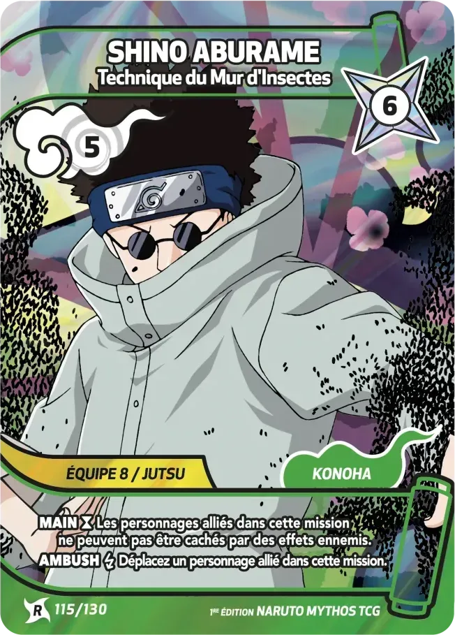 Shino Aburame - Technique du Mur d'Insectes — Konoha Shidō (2nd Edition) — Naruto Mythos TCG