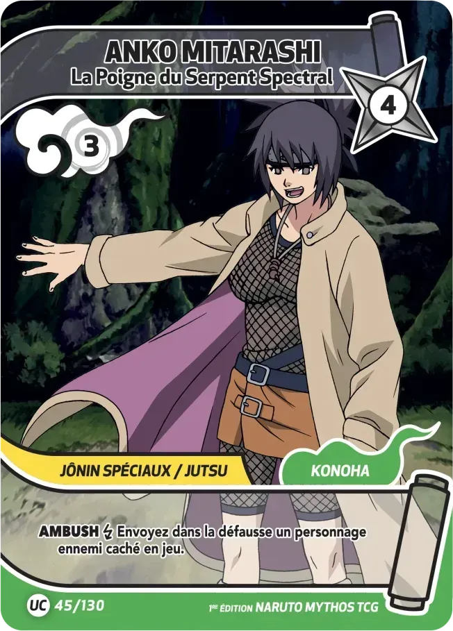 Anko Mitarashi - La Poigne du Serpent Spectral — Konoha Shidō — Naruto Mythos TCG