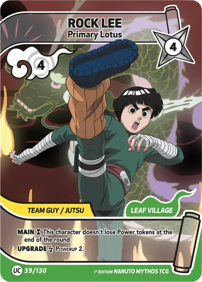 Rock Lee - La Fleur du Lotus, Recto — Konoha Shidō — Naruto Mythos TCG