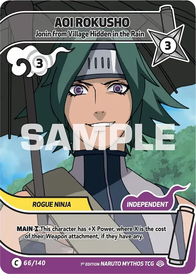 Aoi Rokusho - Jonin from Village Hidden in the Rain — Shinobi Shiren — Naruto Mythos TCG