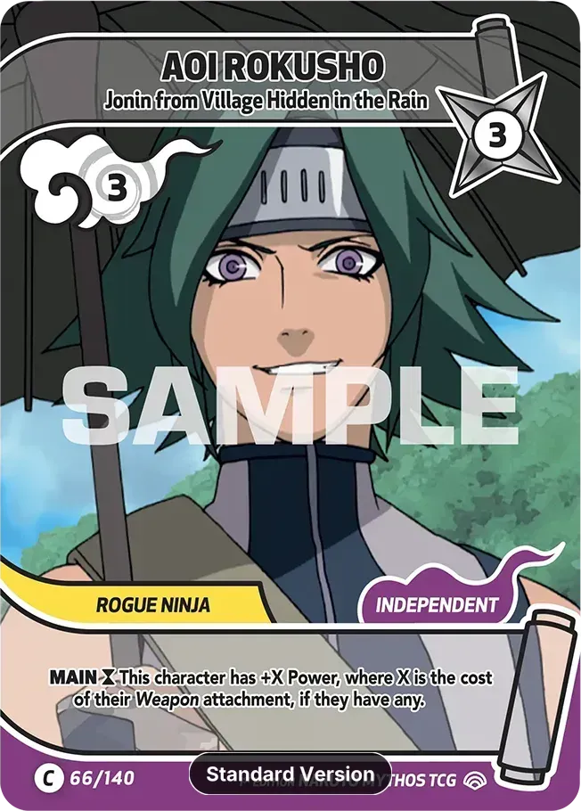 Aoi Rokusho - Jonin from Village Hidden in the Rain — Shinobi Shiren — Naruto Mythos TCG