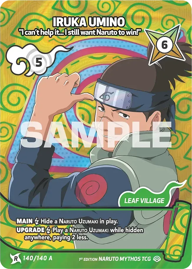 Iruka Umino - " I can't help it. .. I still want Naruto to win!" from Shinobi Shiren - Naruto Mythos TCG