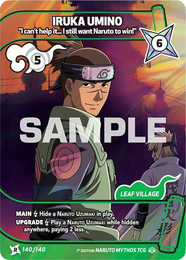Iruka Umino - " I can't help it. .. I still want Naruto to win!" — Shinobi Shiren — Naruto Mythos TCG