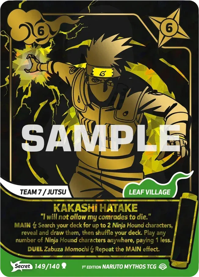 Kakashi Hatake - "I will not allow my comrades to die." — Shinobi Shiren — Naruto Mythos TCG