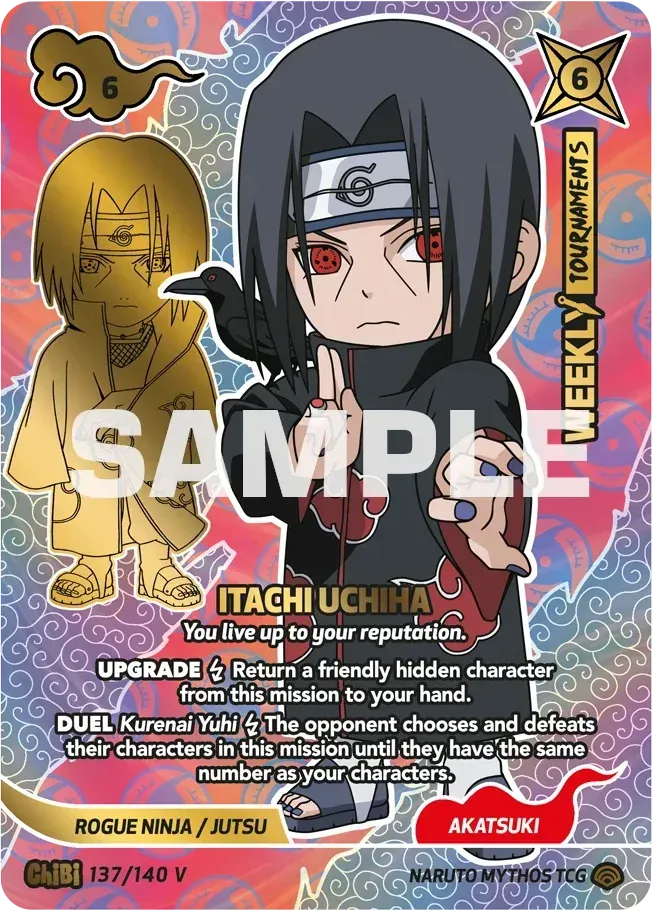Itachi Uchiha - "You live up to your reputation." — Shinobi Shiren Promos — Naruto Mythos TCG