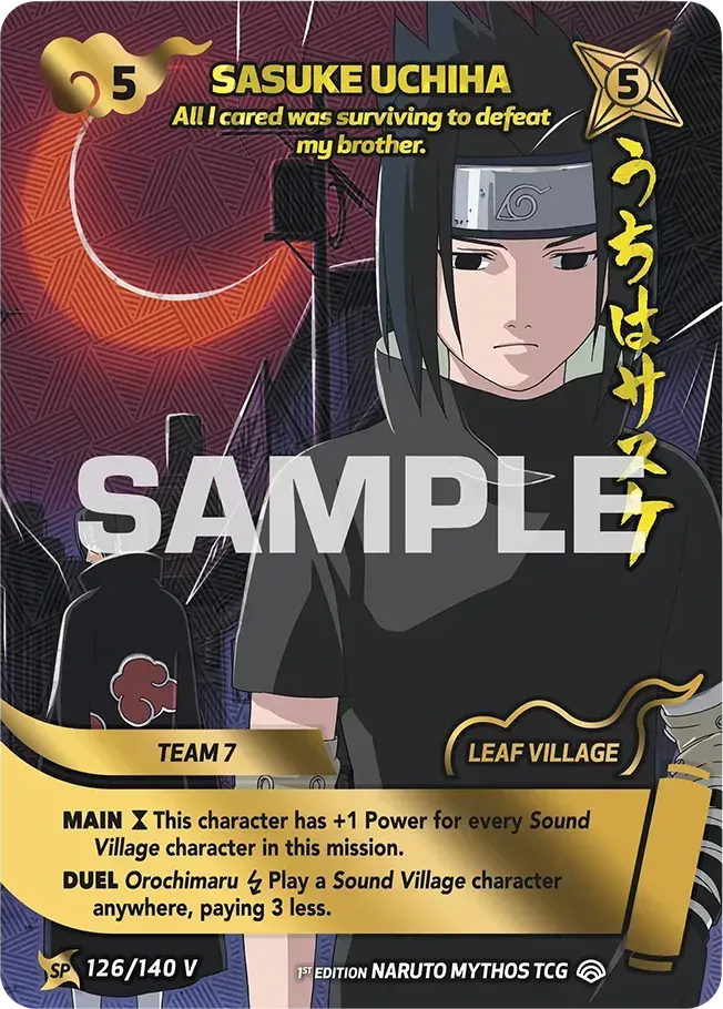 Sasuke Uchiha - "All I cared was surviving to defeat my brother." — Shinobi Shiren — Naruto Mythos TCG