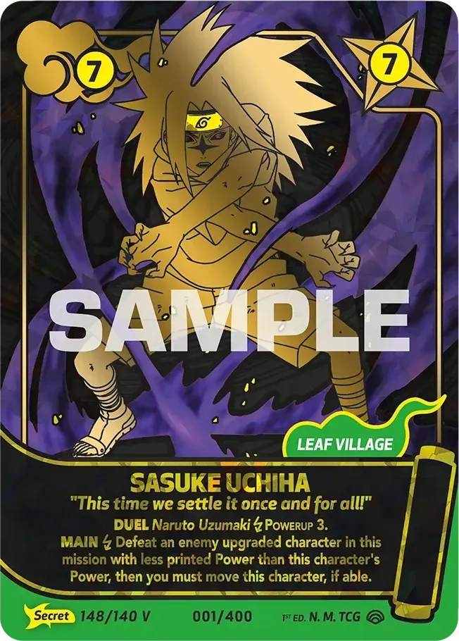 Sasuke Uchiha - "This time we settle it one and for all!" — Shinobi Shiren — Naruto Mythos TCG