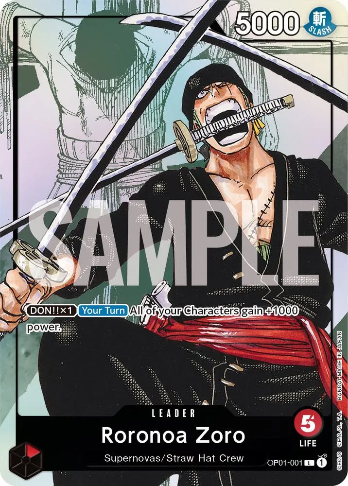 Roronoa Zoro - OP01-001 (Alternate Art) — One Piece Promotion Cards — One Piece Card Game