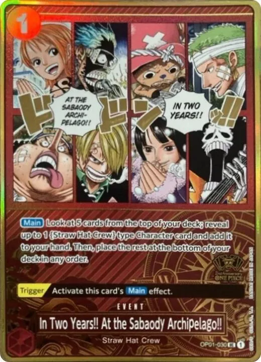 In Two Years!! At the Sabaody Archipelago!! (One Piece Japanese Version 2nd Anniversary Set) — One Piece Promotion Cards — One Piece Card Game