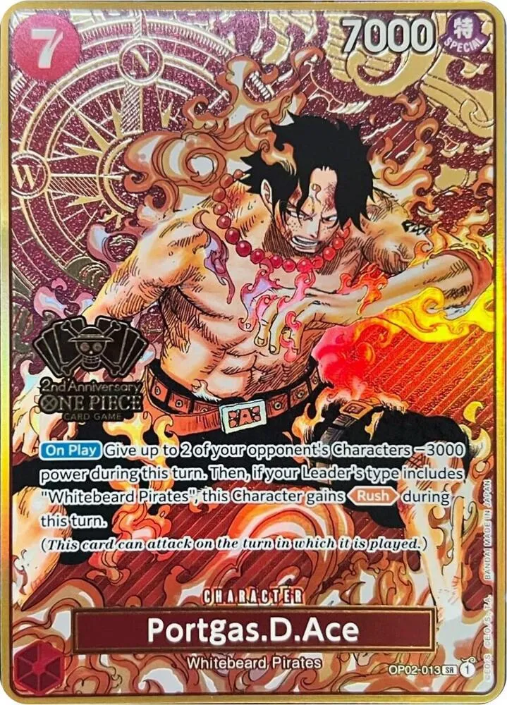 Portgas.D.Ace (One Piece Japanese Version 2nd Anniversary Set) — One Piece Promotion Cards — One Piece Card Game