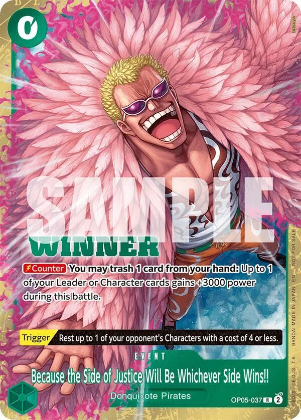 Because the Side of Justice Will Be Whichever Side Wins!! (Winner Pack 2025 Vol. 4) — One Piece Promotion Cards — One Piece Card Game