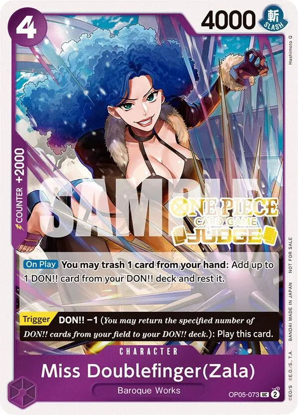 Miss Doublefinger(Zala) (Judge Pack Vol. 3) — One Piece Promotion Cards — One Piece Card Game