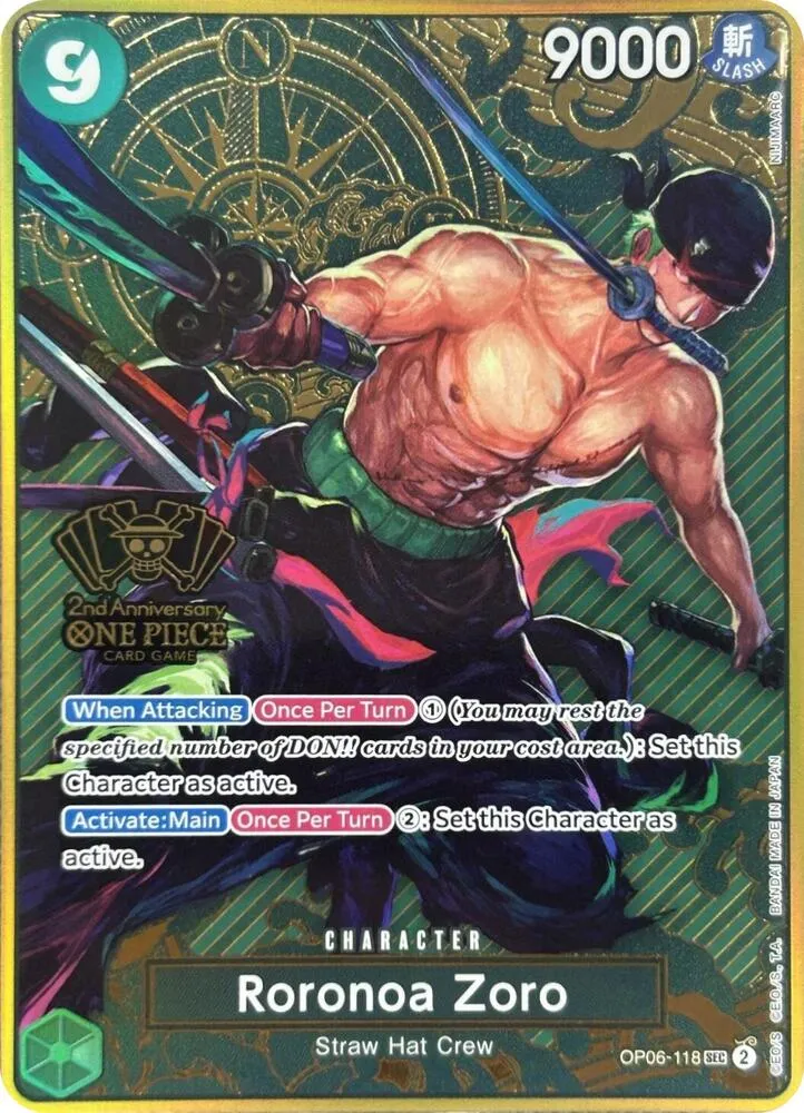 Roronoa Zoro (One Piece Japanese Version 2nd Anniversary Set) from One Piece Promotion Cards - One Piece Card Game