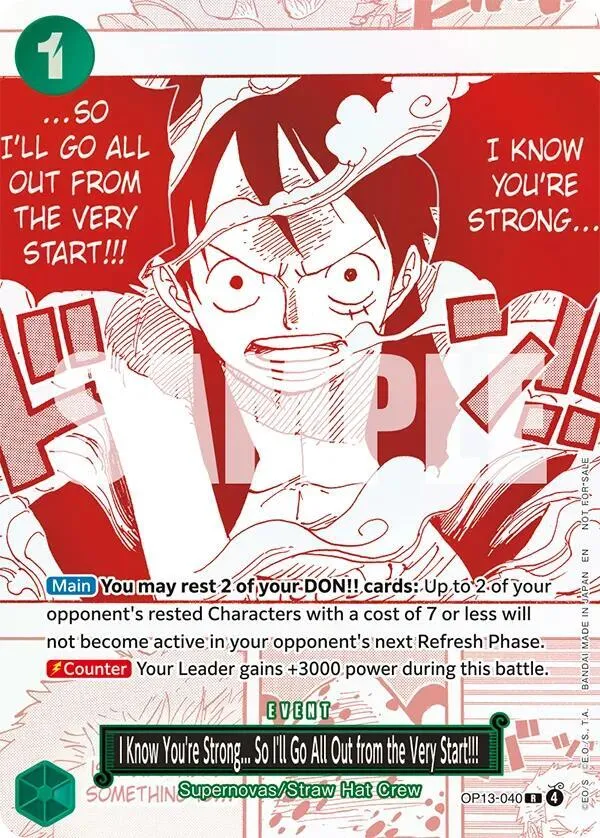 I Know You're Strong... So I'll Go All Out from the Very Start!!! (OP13-040) from One Piece Promotion Cards - One Piece Card Game