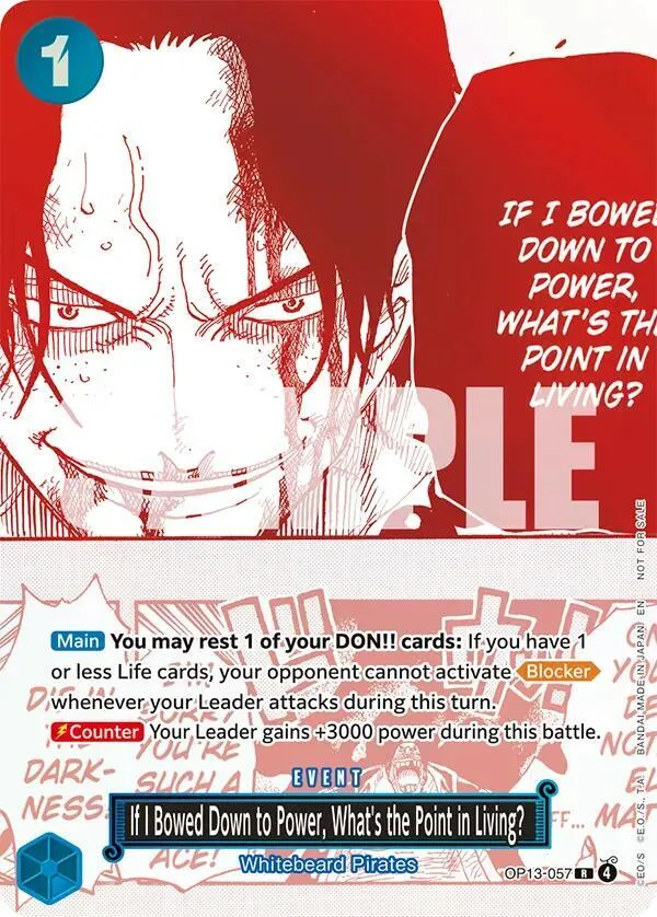 If I Bowed Down to Power, What's the Point in Living? (3rd Anniversary Treasure Campaign Pack) — One Piece Promotion Cards — One Piece Card Game