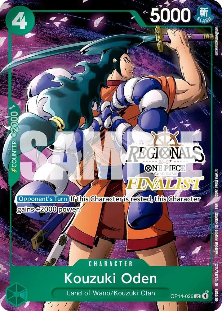 Kouzuki Oden (Regionals Finalist Card Set 26-27 Vol.2) — One Piece Promotion Cards — One Piece Card Game