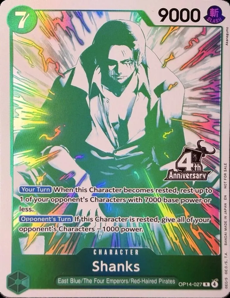 Shanks (4th Anniversary Treasure Campaign Pack) — One Piece Promotion Cards — One Piece Card Game