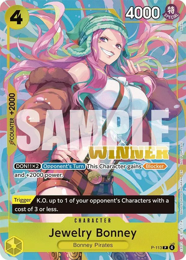 Jewelry Bonney (Heroines Battle Winner Pack) — One Piece Promotion Cards — One Piece Card Game