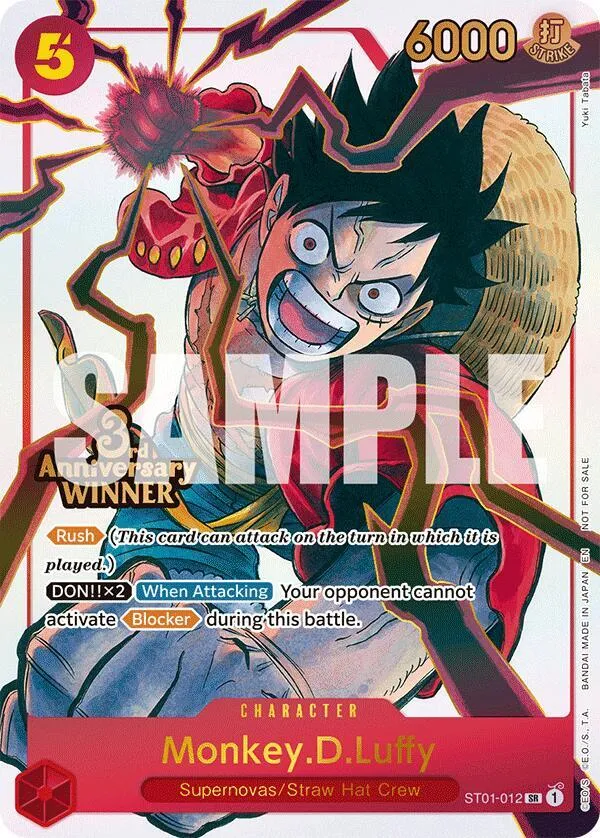 Monkey.D.Luffy - ST01-012 (3rd Anniversary Winner) — One Piece Promotion Cards — One Piece Card Game