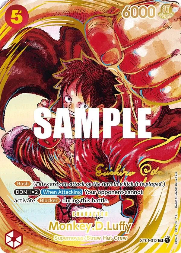 Monkey.D.Luffy (012) (Alternate Art) (Gold-Stamped Signature) from Awakening of the New Era - One Piece Card Game