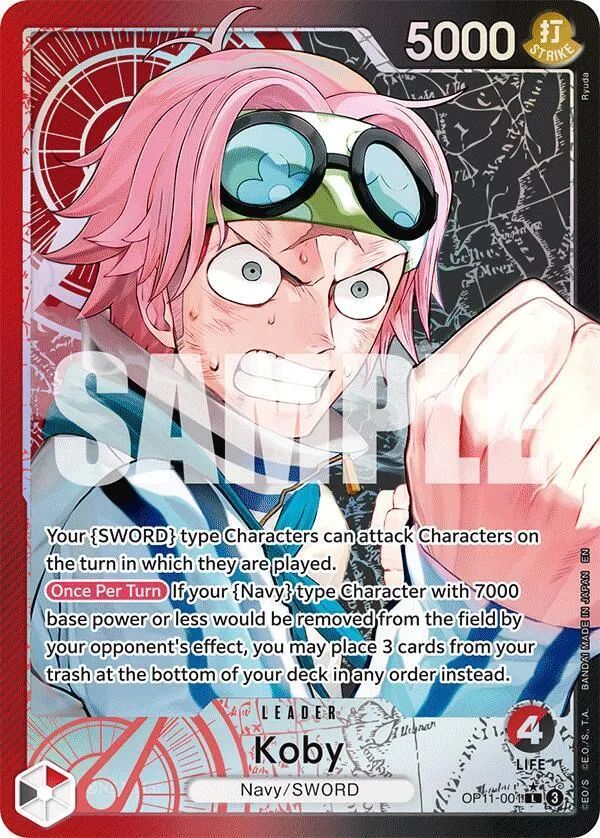 Koby (OP11-001) — A Fist of Divine Speed — One Piece Card Game