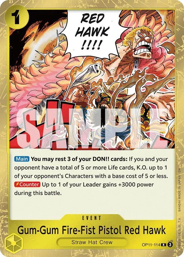 Gum-Gum Fire-Fist Pistol Red Hawk — A Fist of Divine Speed — One Piece Card Game