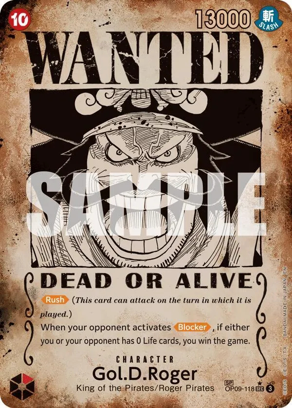 Gol.D.Roger - OP09-118 (SP) (Wanted Poster) — Carrying On His Will — One Piece Card Game