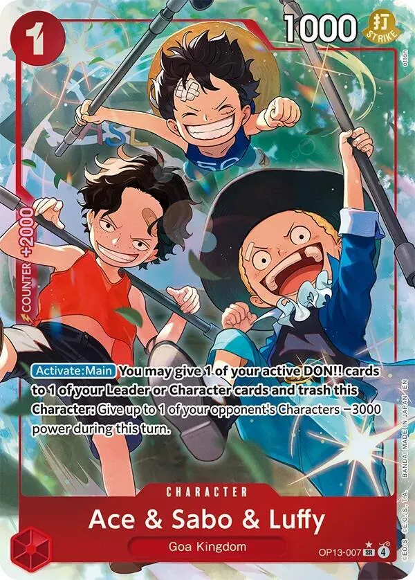 Ace & Sabo & Luffy (Alternate Art) — Carrying On His Will — One Piece Card Game