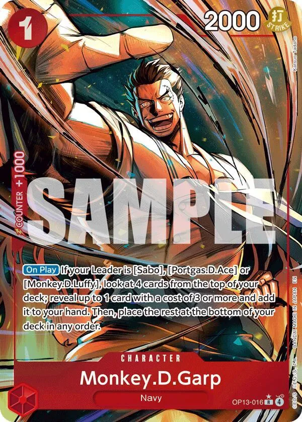 Monkey.D.Garp (OP13-016) — Carrying On His Will — One Piece Card Game