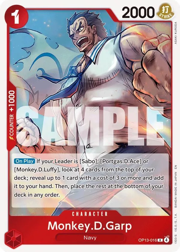 Monkey.D.Garp — Carrying On His Will — One Piece Card Game