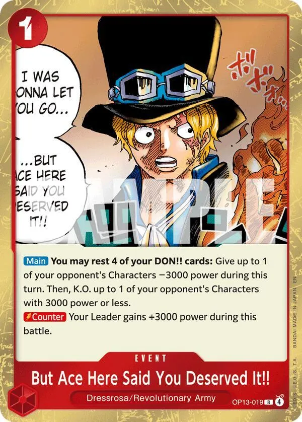 But Ace Here Said You Deserved It!! — Carrying On His Will — One Piece Card Game