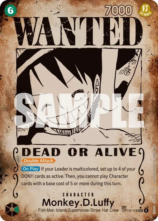 Monkey.D.Luffy (118) (Wanted Poster) — Carrying On His Will — One Piece Card Game