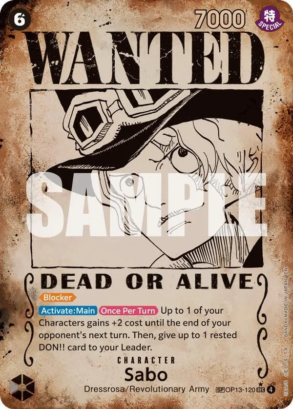 Sabo (120) (Wanted Poster) — Carrying On His Will — One Piece Card Game