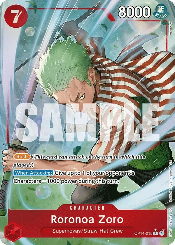Roronoa Zoro - OP14-015 (Alternate Art) — The Azure Sea's Seven — One Piece Card Game