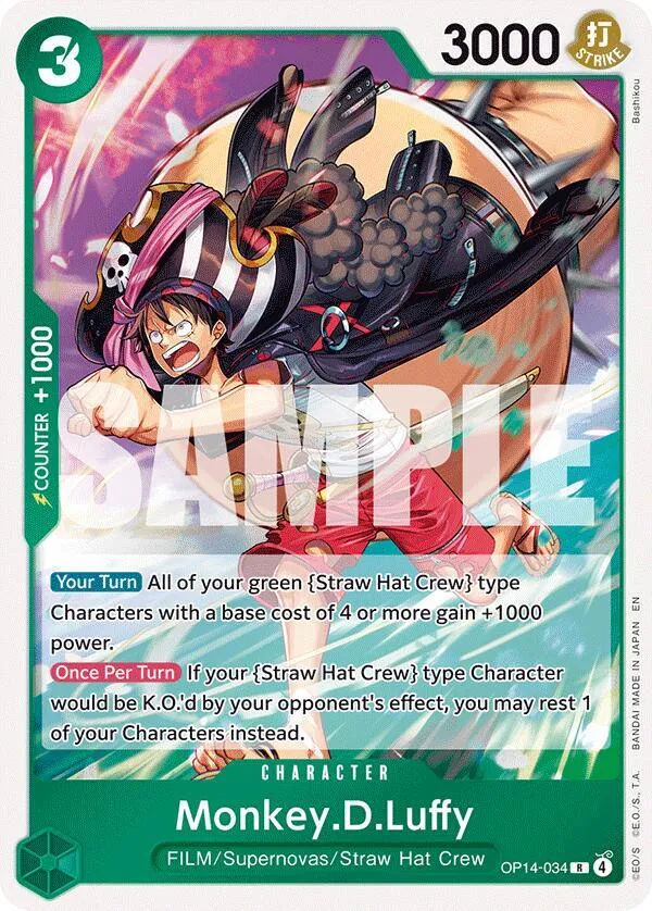 Monkey.D.Luffy - OP14-34 — The Azure Sea's Seven — One Piece Card Game