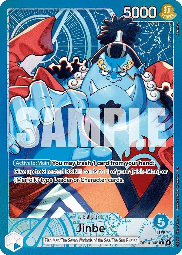 Jinbe - OP14-040 (Alternate Art) — The Azure Sea's Seven — One Piece Card Game