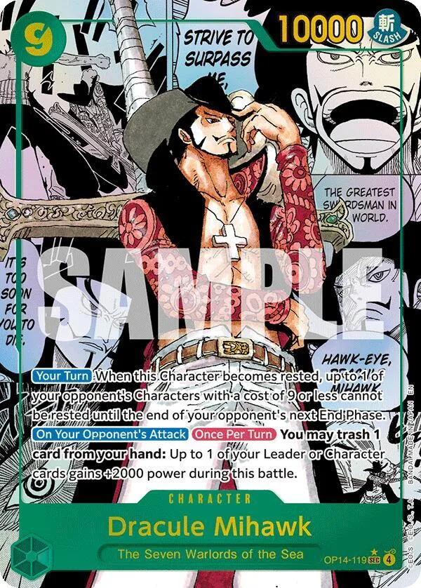 Dracule Mihawk (OP14-119) — The Azure Sea's Seven — One Piece Card Game