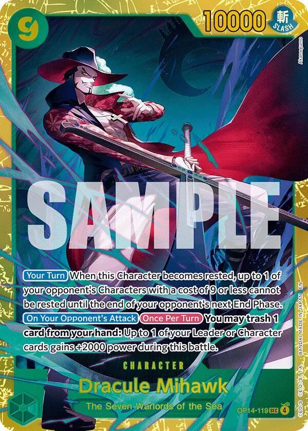 Dracule Mihawk (OP14-119) — The Azure Sea's Seven — One Piece Card Game