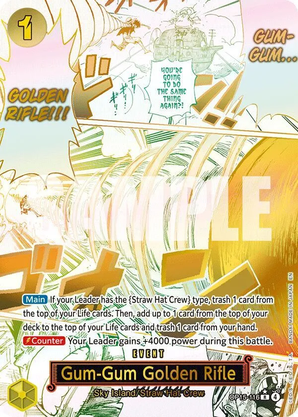 Gum-Gum Golden Rifle (Alternate Art) — Adventure on Kami's Island — One Piece Card Game