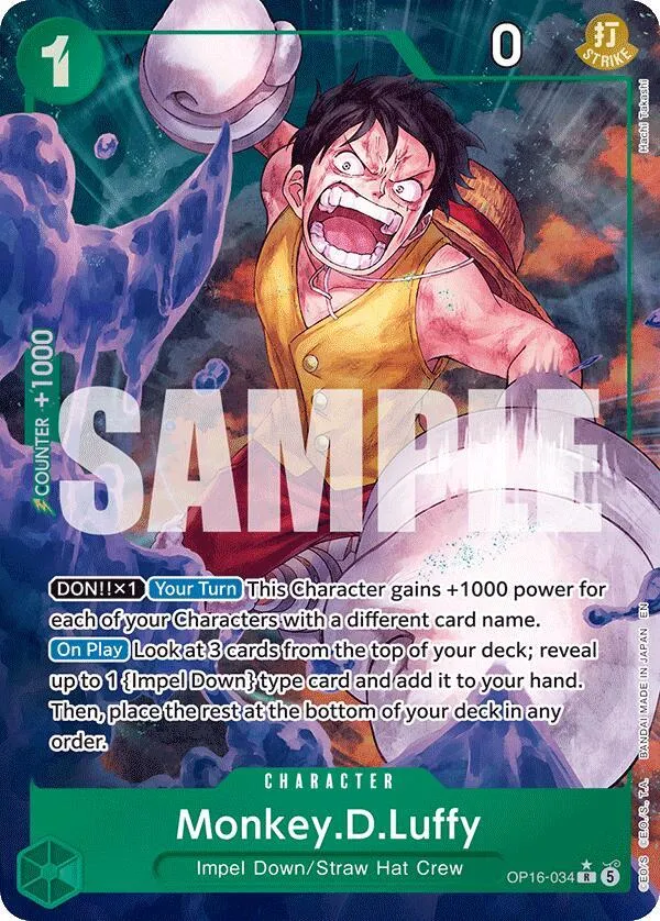 Monkey.D.Luffy (034) (Alternate Art) — The Time of Battle — One Piece Card Game