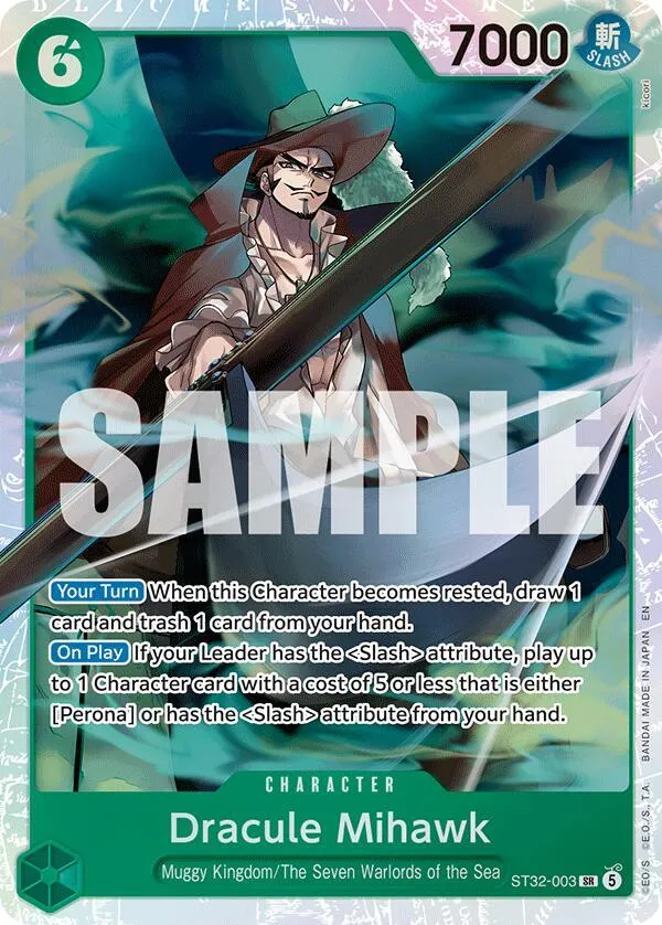 Dracule Mihawk — ST-32: Starter Deck 32 GREEN Roronoa Zoro — One Piece Card Game