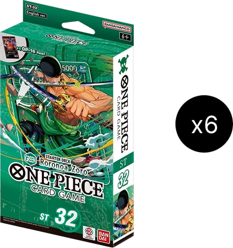 Starter Deck 32 : Roronoa Zoro (Green) Display — ST-32: Starter Deck 32 GREEN Roronoa Zoro — One Piece Card Game