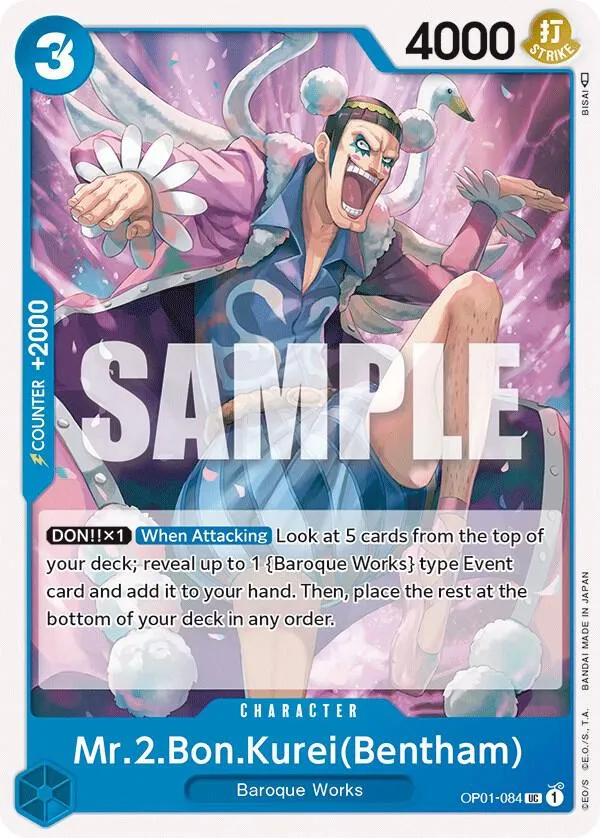 Mr.2.Bon.Kurei (Bentham) — Romance Dawn — One Piece Card Game