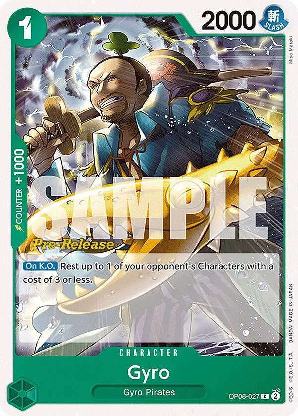 Gyro — Wings of the Captain Pre-Release Cards — One Piece Card Game
