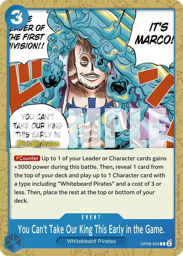 You Can't Take Our King This Early in the Game. — Two Legends Pre-Release Cards — One Piece Card Game