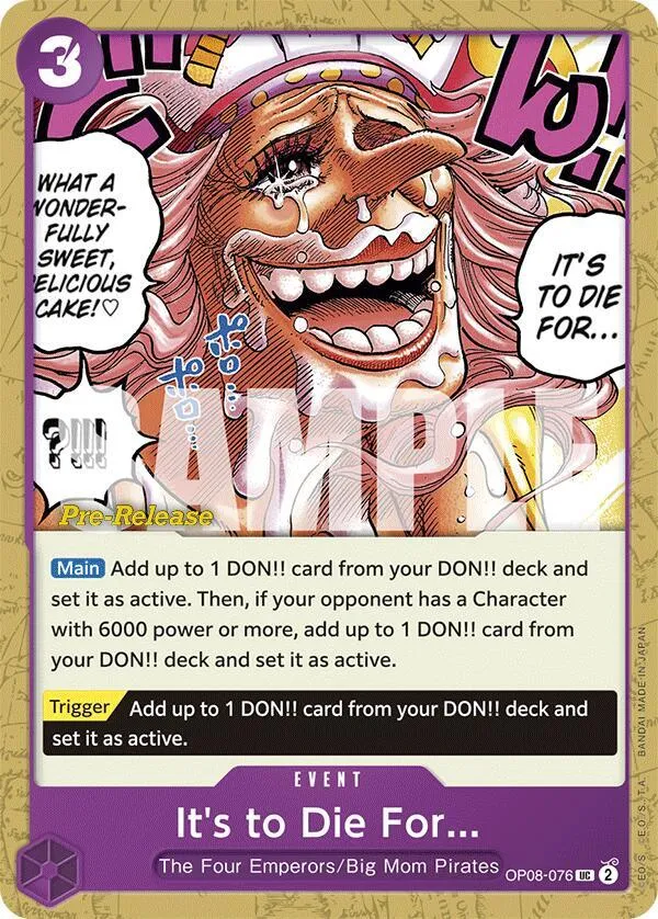 It's to Die For — Two Legends Pre-Release Cards — One Piece Card Game