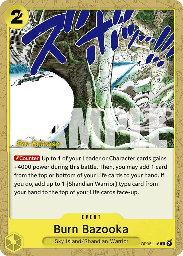 Burn Bazooka — Two Legends Pre-Release Cards — One Piece Card Game