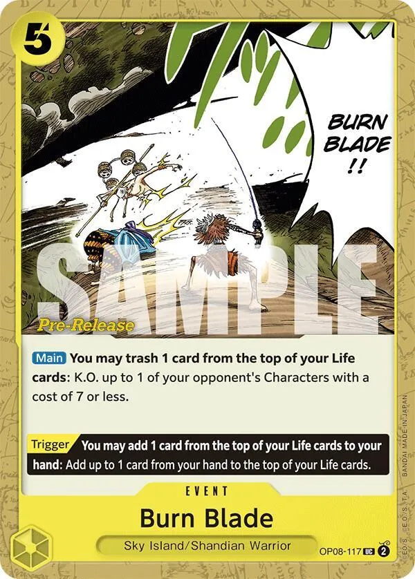 Burn Blade — Two Legends Pre-Release Cards — One Piece Card Game